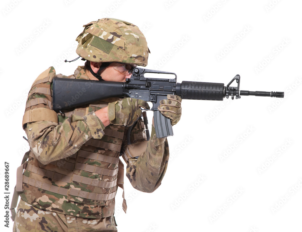 Modern soldier with rifle Modern soldier with rifle