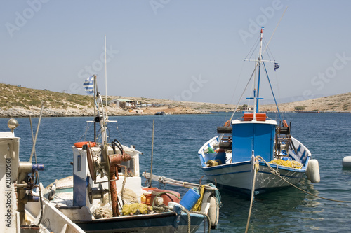 Colored typical wooden boat of the Dodecanese Islands