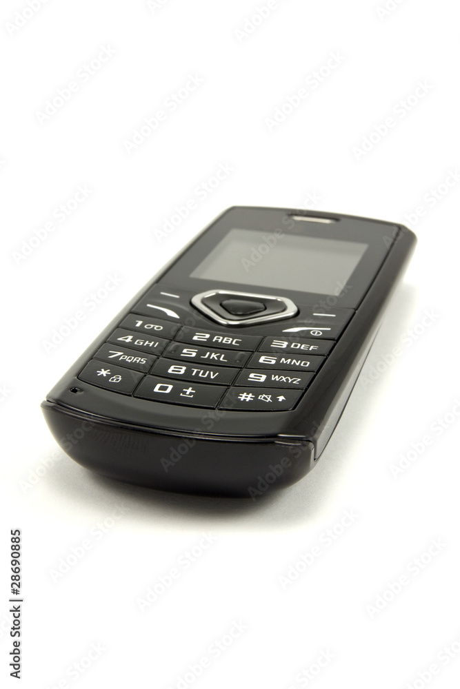 black modern mobile phone on white background