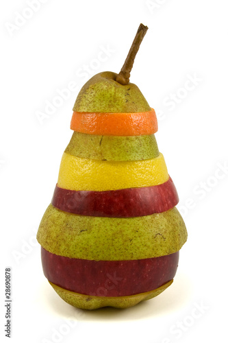colorful mixed fruits over a white background