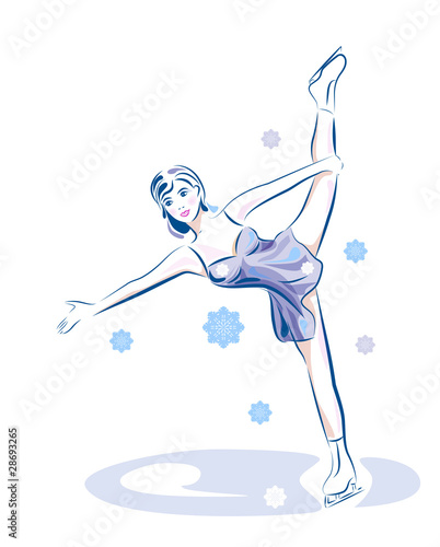 Ladies figure skating.  Ice show.