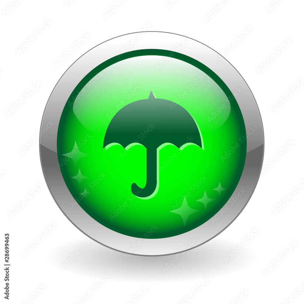 UMBRELLA button (insurance web green vector icon symbol)