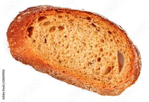slice of bread on a white background