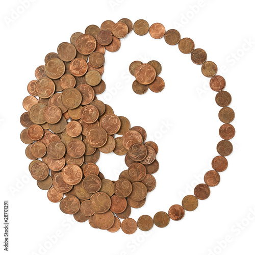 Financial Yin Yang symbol made of money illustrating peace of mi