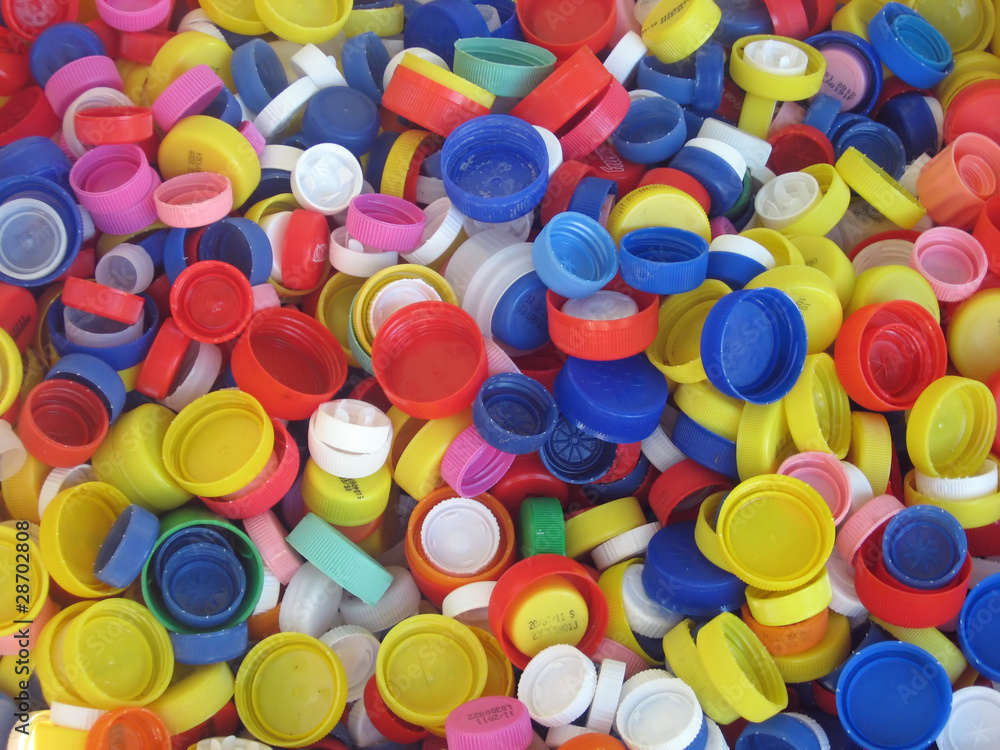 colored plastic caps ready to be recycled colored plastic caps ready to be recycled