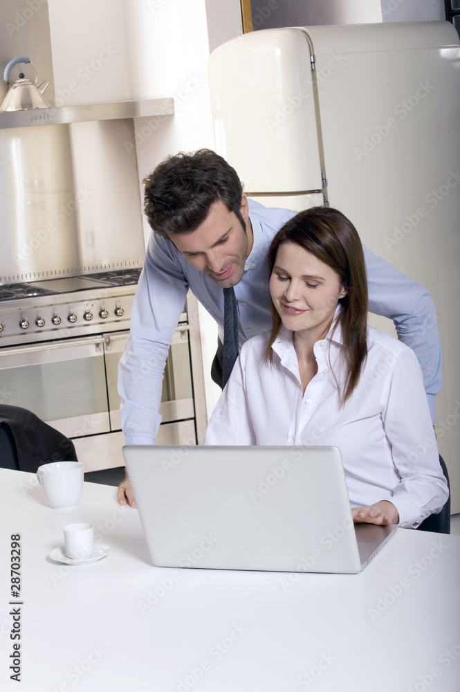 Fototapeta premium couple drinking coffee before going to work