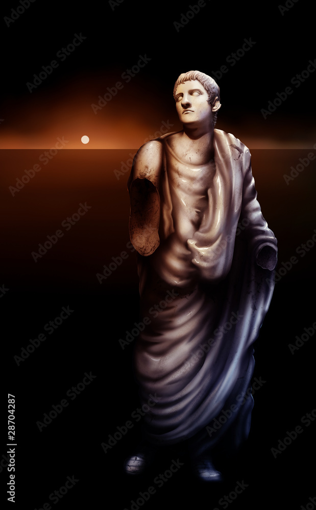 painting of a broken statue of Roman Emperor Caligula painting of a broken statue of Roman Emperor Caligula