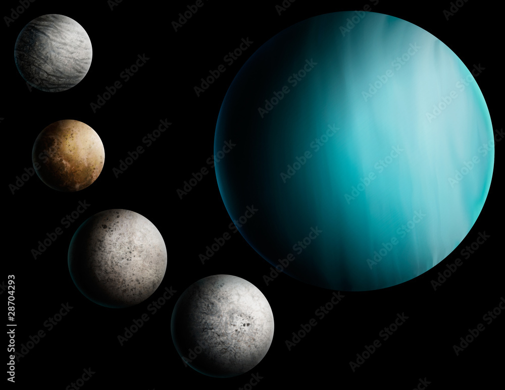 digital painting of the planet Uranus and 4 moons Stock Illustration | Adobe Stock Digital Painting Of The Planet Uranus And 4 Moons Stock Illustration | Adobe Stock