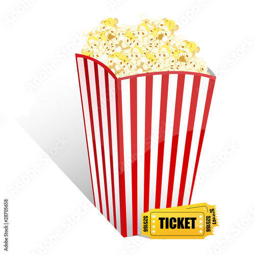 popcorn with movie tickets