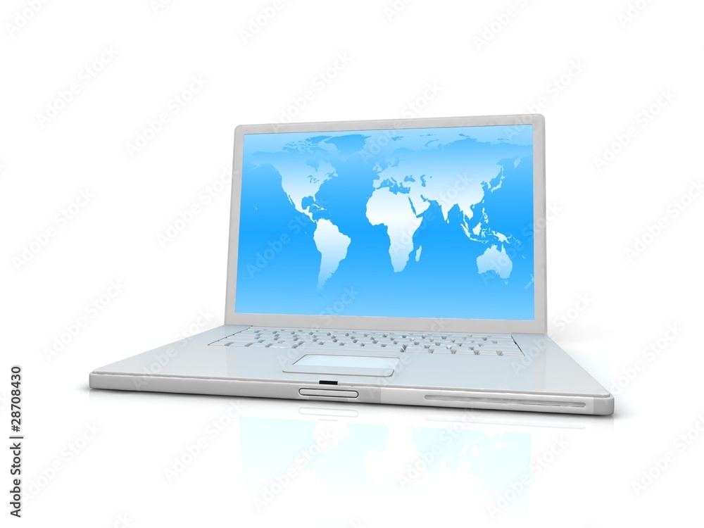 Professional Laptop on white background with reflection Professional Laptop on white background with reflection