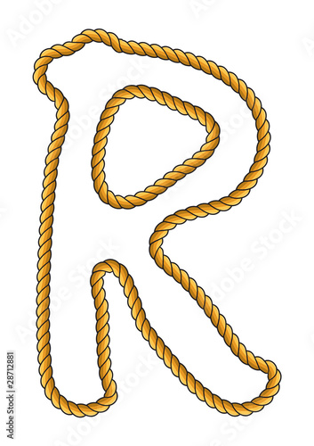 Navy Sailor-Style Isolated Rope Alphabet Letter R