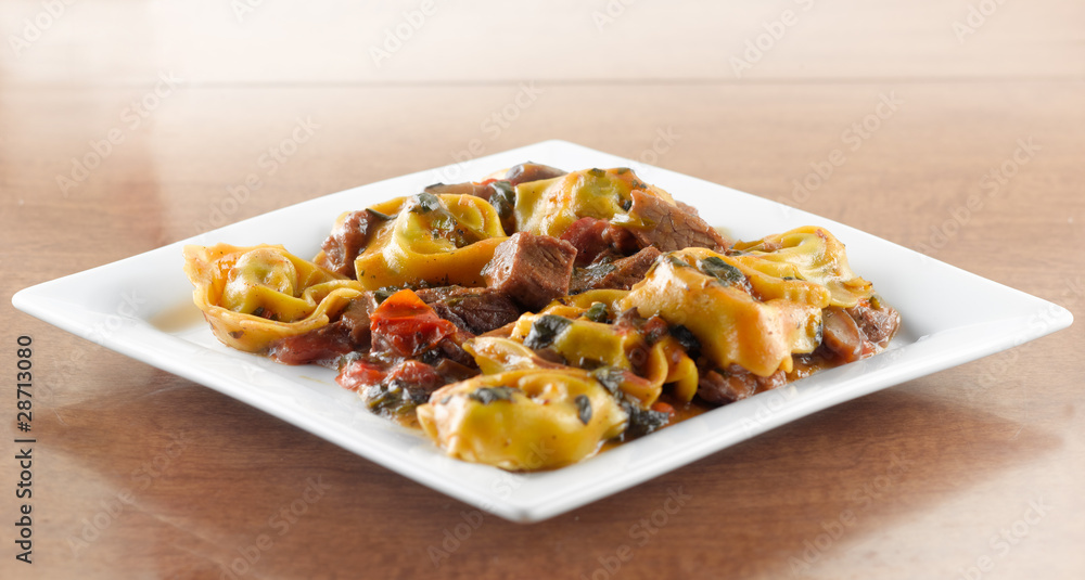 braised beef and portobello tortelloni Stock Photo Adobe Stock
