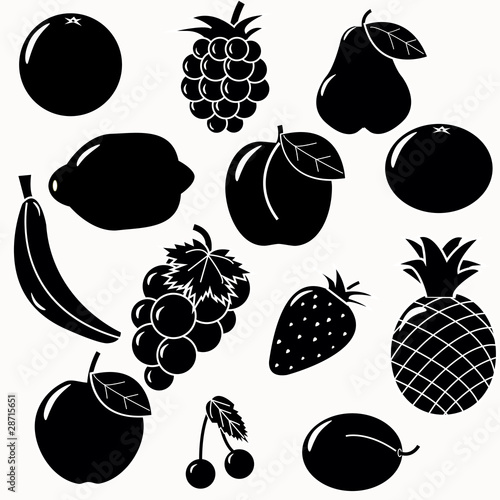 fruits silhouettes vector