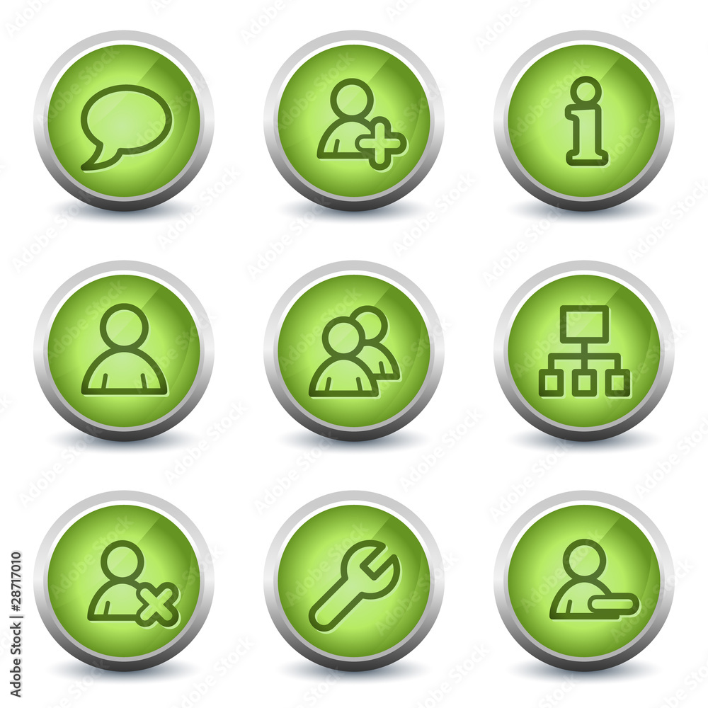 Users web icons, green glossy set Users web icons, green glossy set
