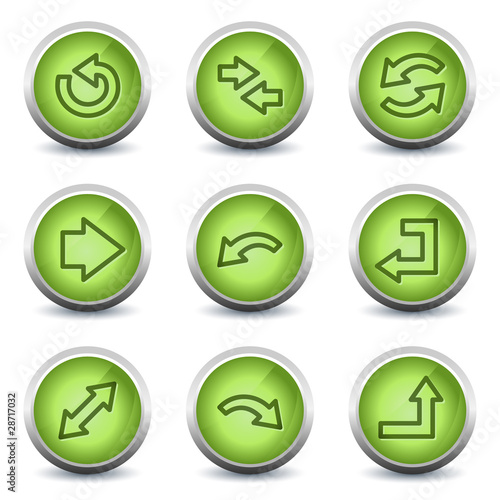Arrows web icons set 1, green glossy set