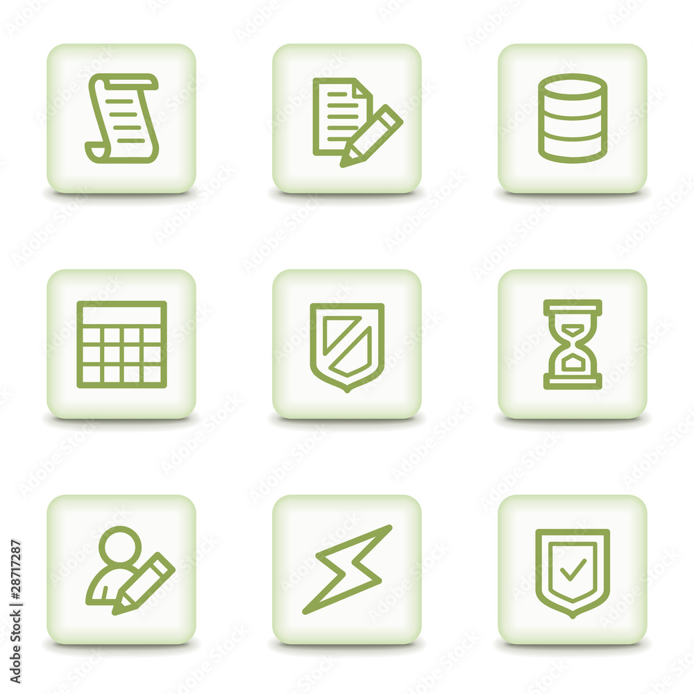 Database web icons, white glossy buttons Database web icons, white glossy buttons