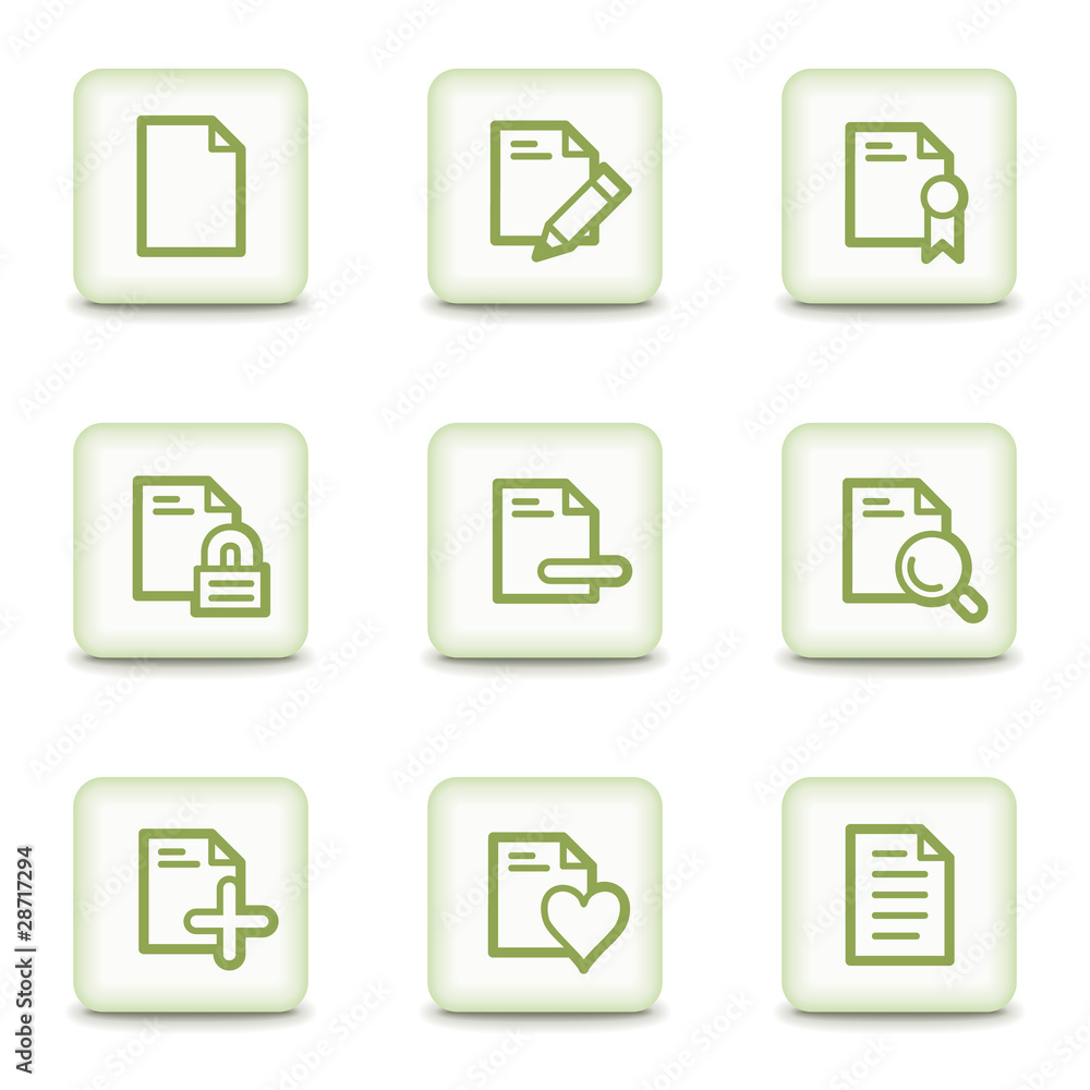 Document web icons set 2, white glossy buttons Document web icons set 2, white glossy buttons