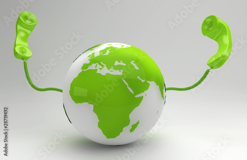A global telecommunication concept with the green planet