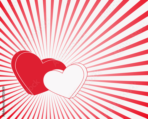 red and white hearts with rays