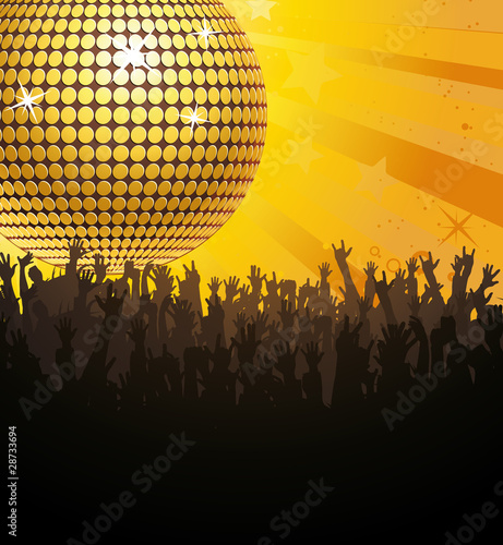 Discokugel gelb mit Fans