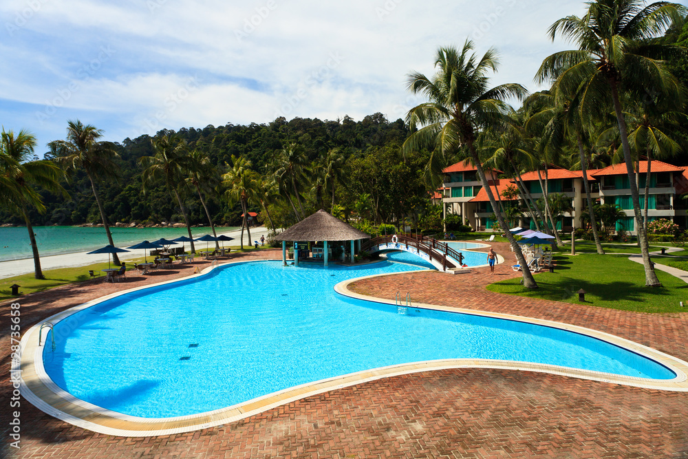 Resort near the beach on a tropical island