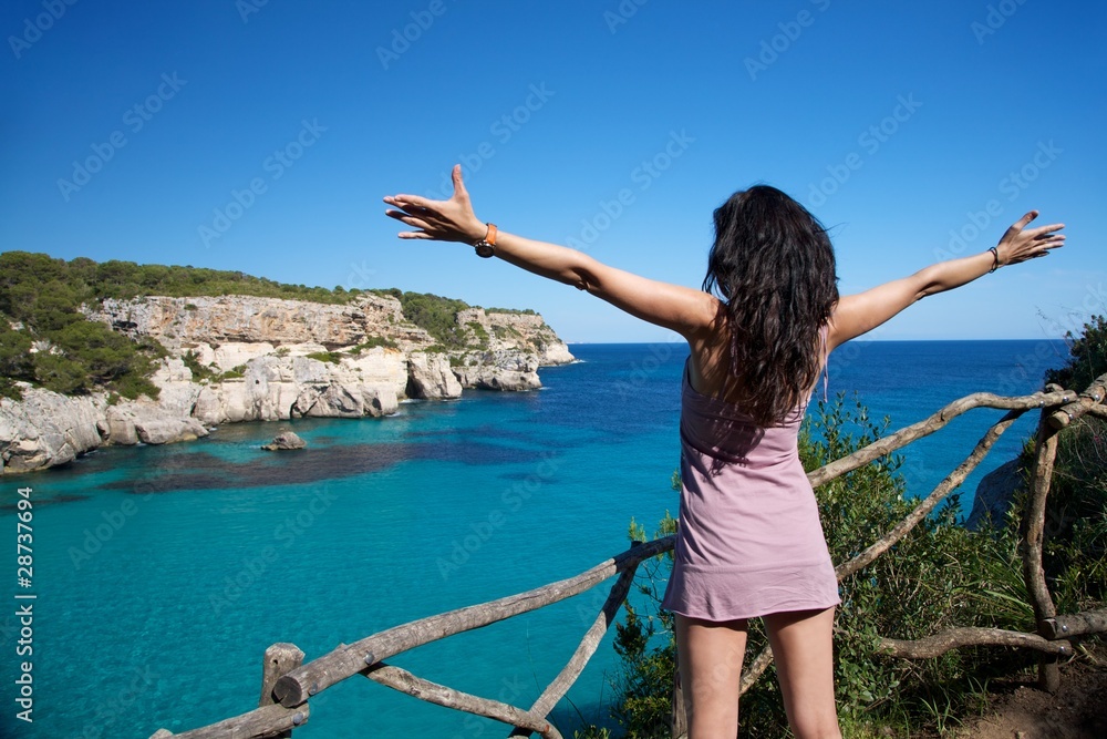 woman happy on paradise woman happy on paradise