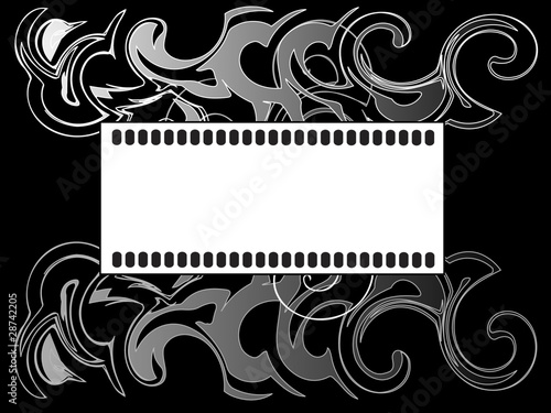 Black background with film frame, empty place