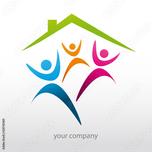 logo, maison, famille