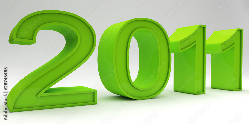 A green new year concept isolated on white A green new year concept isolated on white