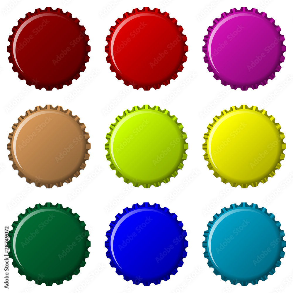 bottle caps in colors
