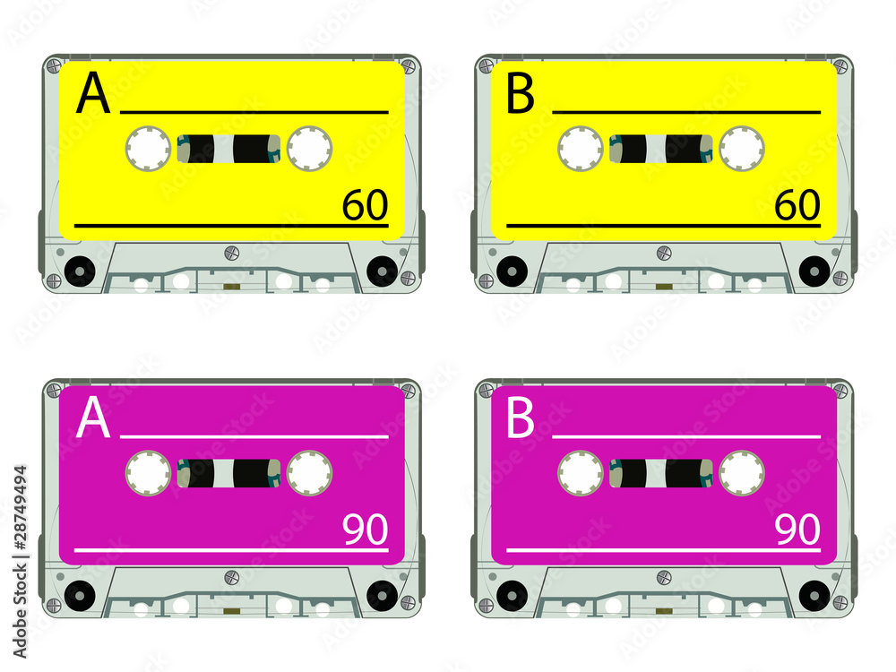 Fototapeta premium retro audio tapes against white