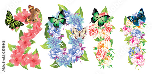Natural New  year  2011card with flowers and butterflies