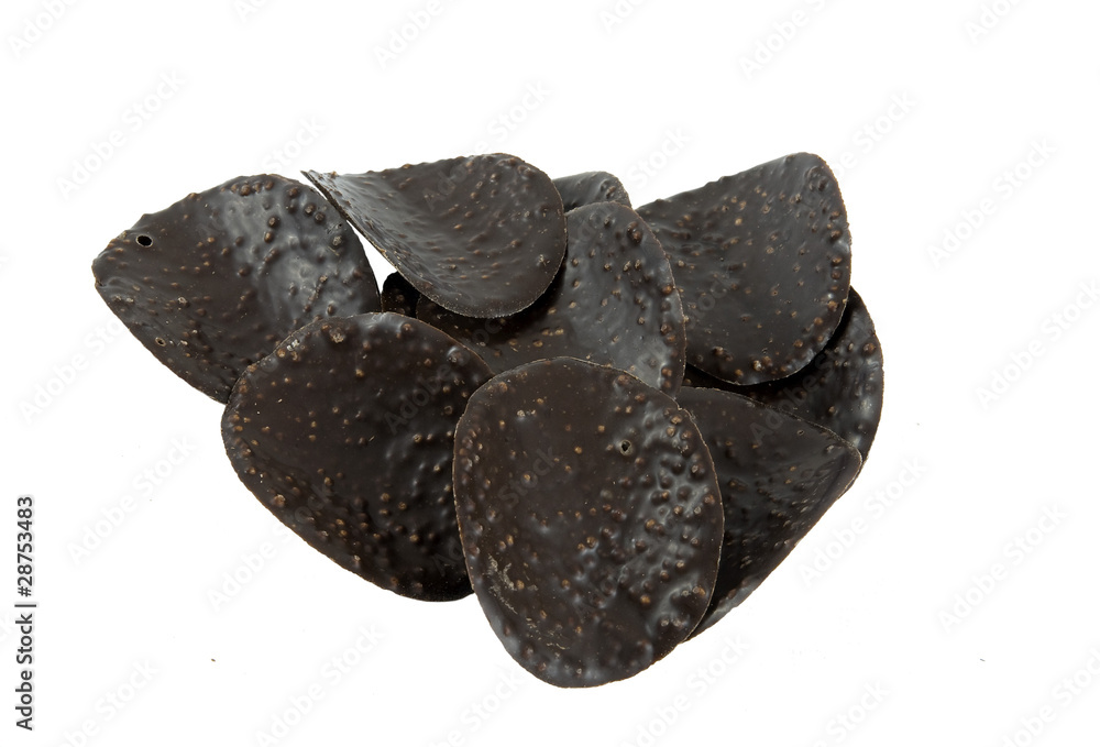Fototapeta premium crisp mint-chocolate thin cookies on a white background