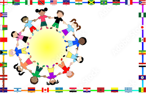 Cultural kids with flags