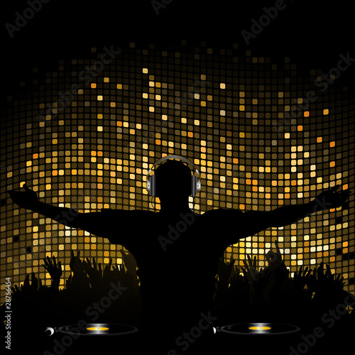 Gold mosaic dj and crowd