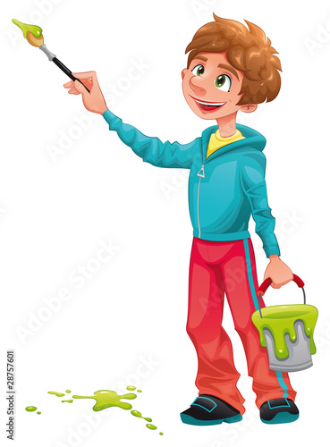 Boy painter.  Funny cartoon...