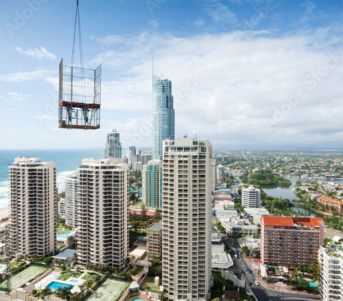 build a modern city viewed from high rise
