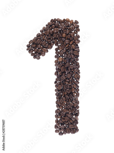 Numero uno fatto con il caffè in grani