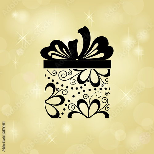 Gift on gold background