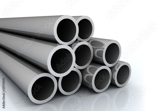 WhiteStack of stainless steel tubes