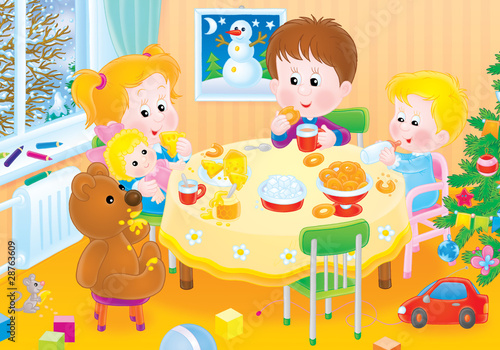 Children at breakfast