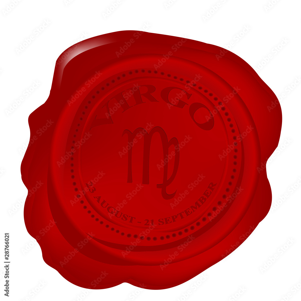 Wax seal with virgo zodiac symbol Wax seal with virgo zodiac symbol