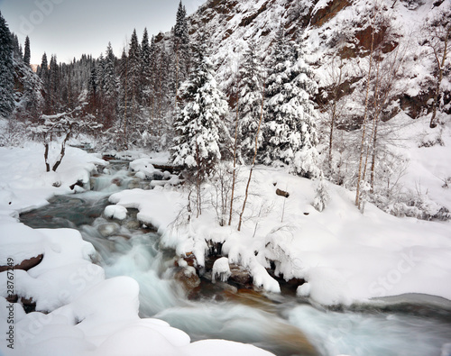 mountain river in winter time