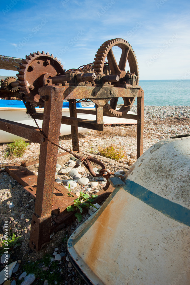 Fototapeta premium Towing machinery for fishing boats