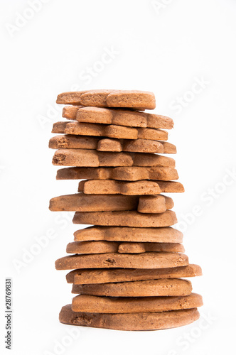 Stack of homemade gingerbread on isolating background