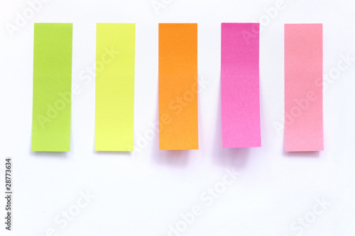 colored index paper stick on white isolated