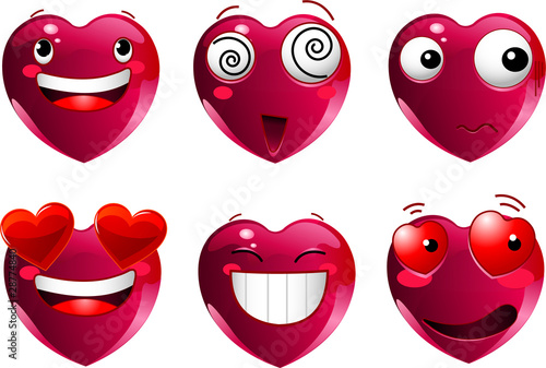 Set of heart shape emoticons