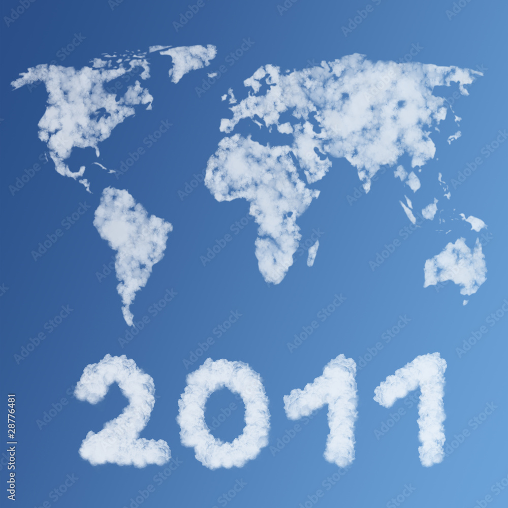 Fototapeta premium Happy new year 2011 made of clouds