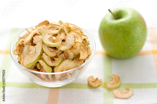 dried apple slices and fresh green apple photo