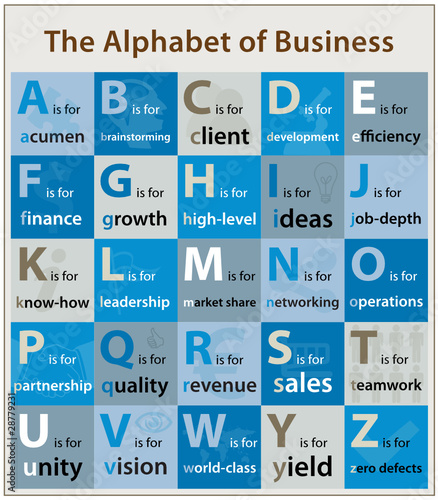 The Alphabet of Business (commerce theme topic illustration)